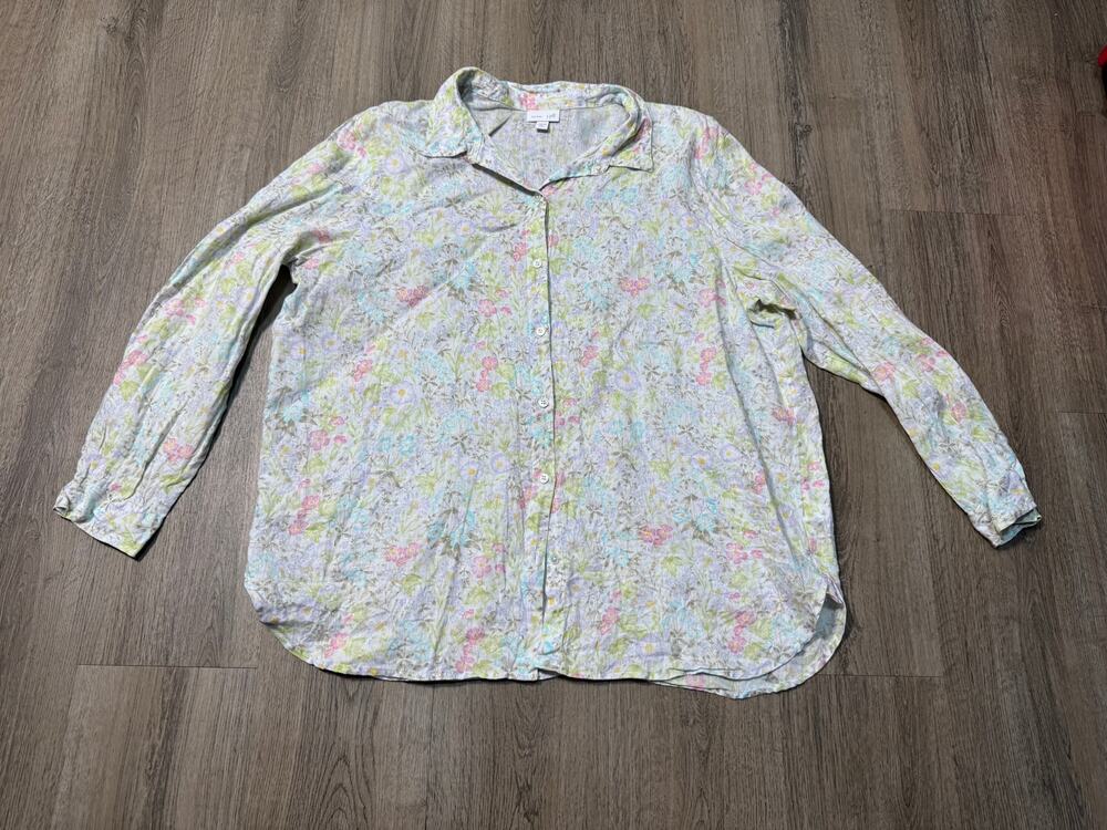 J.Jill Love Linen Women's Pastel Floral Button-Front Shirt
